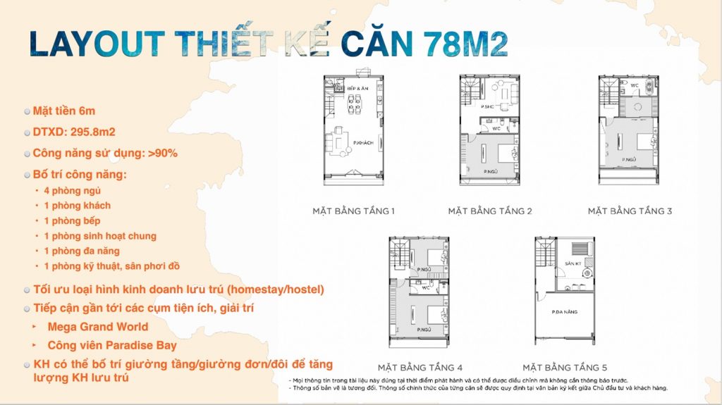 Layout thiết kế căn 78m2 Phố Biển Vinhomes Ocean Park 3 The Crown Hưng Yên Giá bán từ 10 tỷ/căn