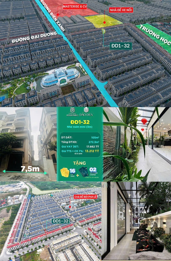 Bán liền kề Đảo Dừa 1 căn 32 Vinhomes Ocean Park 2 The Empire Hưng Yên