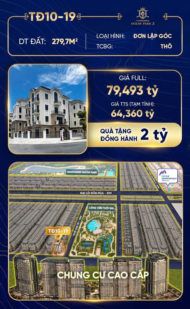 BIỆT THỰ ĐƠN LẬP GÓC THỜI ĐẠI 10 CĂN 19 CÓ 3 MẶT TIỀN VIEW VƯỜN HOA VÀ CHUNG CƯ CAO CẤP