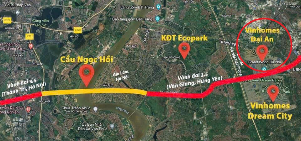 Vị trí 43 tòa nhà ở xã hội Happy Homes tại Vinhomes Ocean Park 3 The Crown Hưng Yên do chủ đầu tư Vinhomes Vingroup xây dựng vị trí