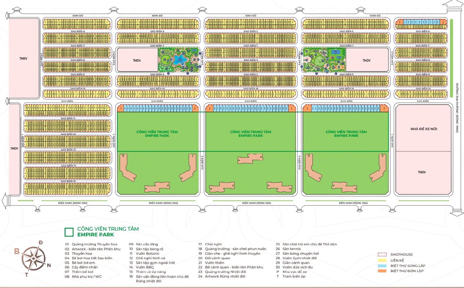 Mặt bằng phân khu Sao Biển Vinhomes Ocean Park 2